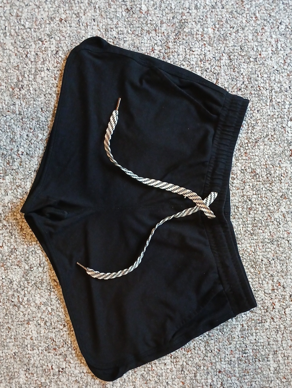 Women's Black Athletic Knit Shorts with Braided Drawstring
